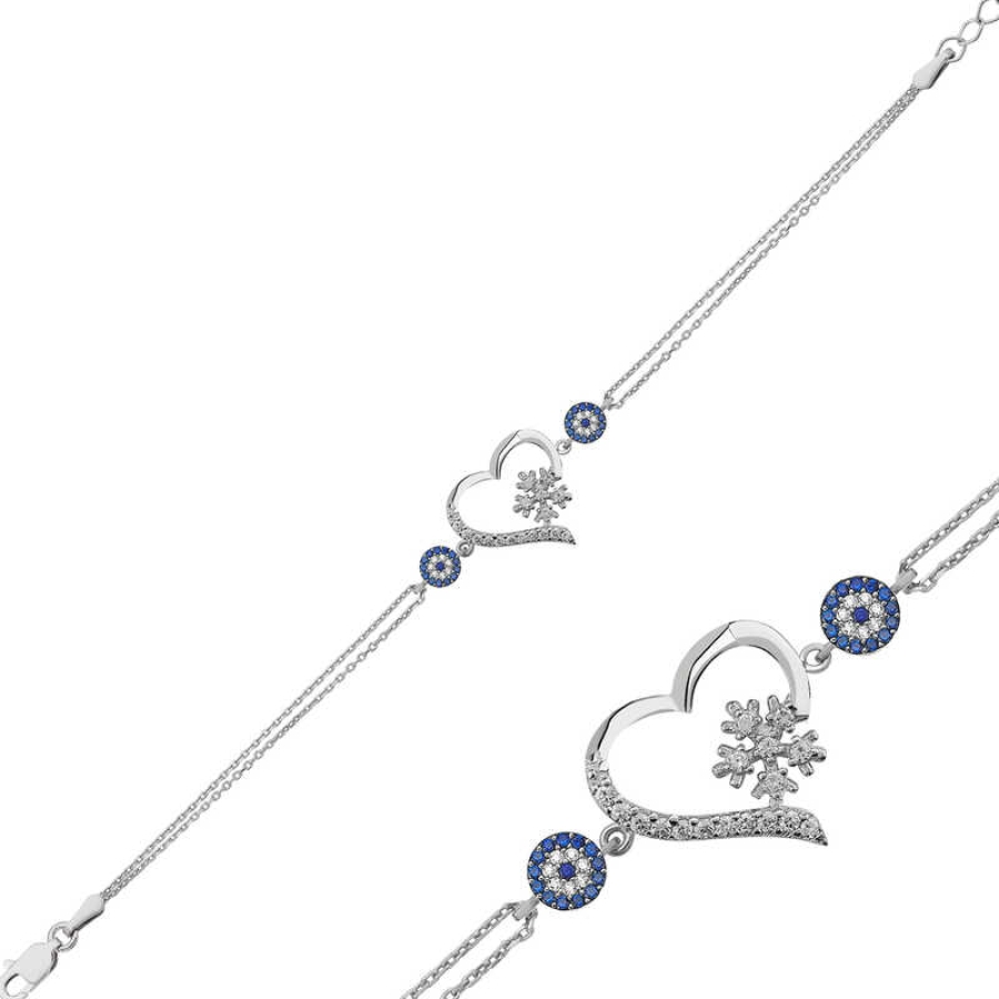Silver Heart Snowflake Women’s Bracelet