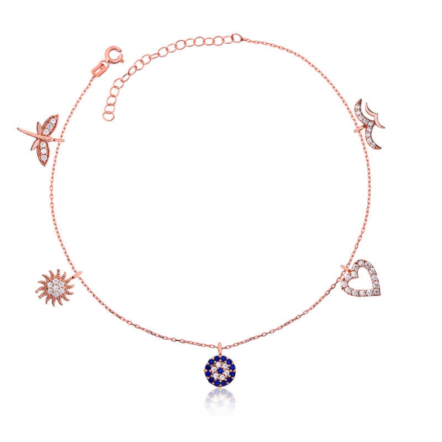 Silver Rose Lucky Anklet