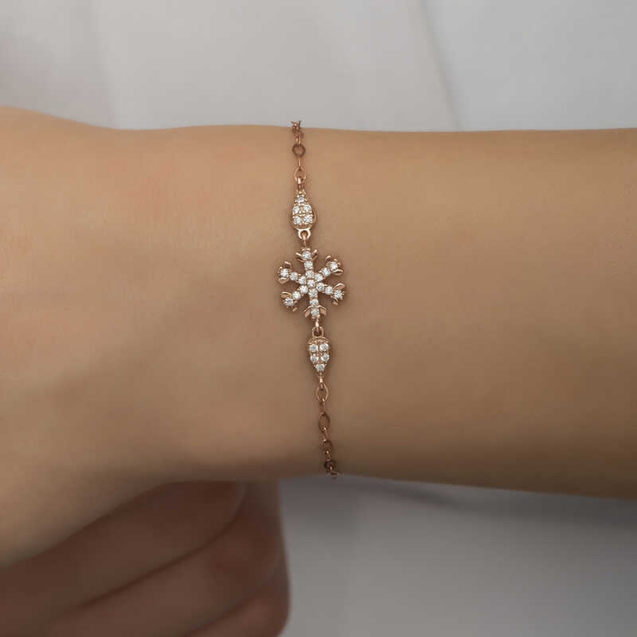 Silver Rose Snowflake Women’s Bracelet